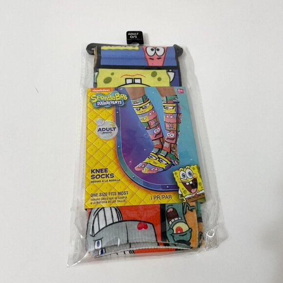 SpongeBob SquarePants Knee High Adult Novelty Socks 1 Pair - Picture 1 of 11